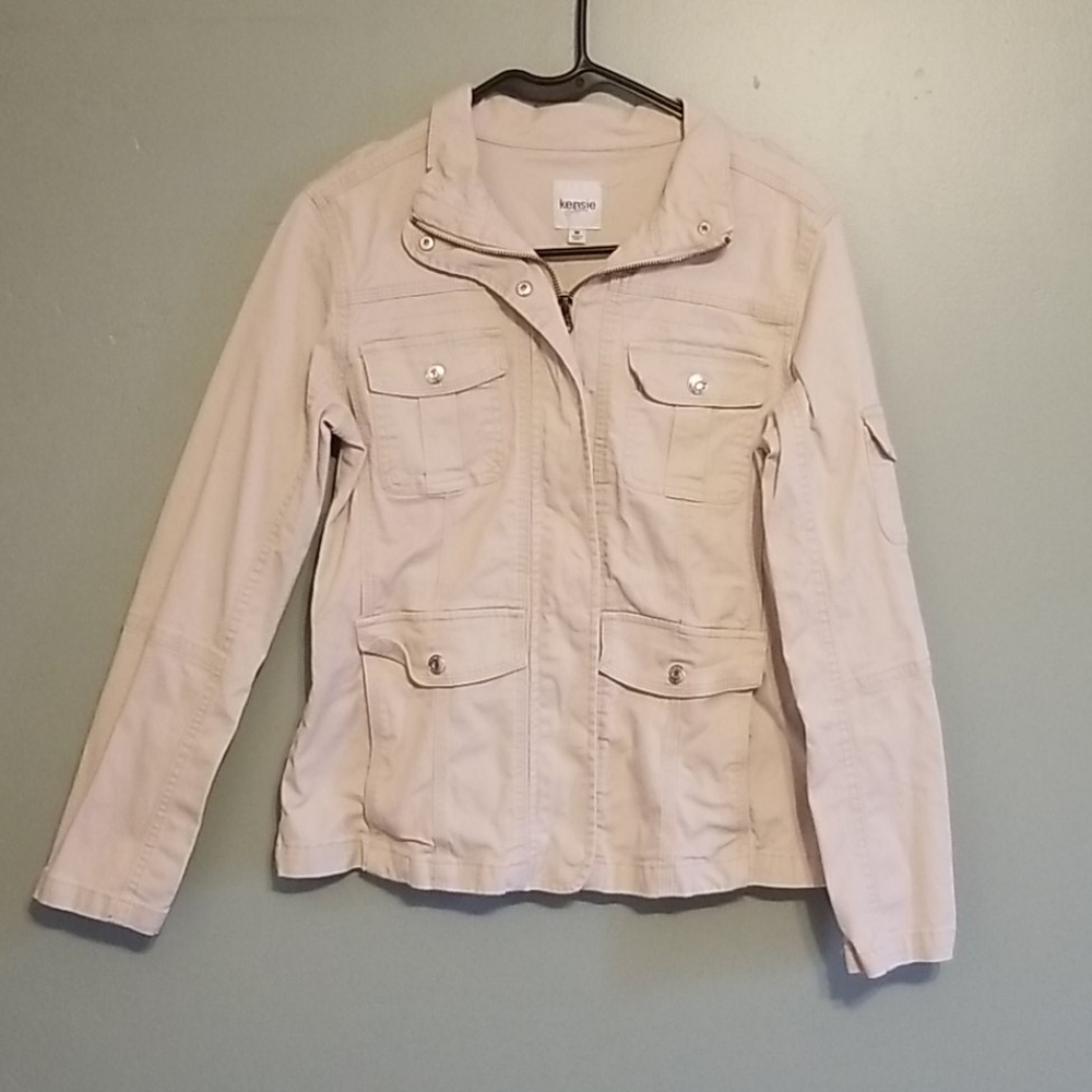 KENSIE JEANS ZIPPER FRONT UTILITY JACKET WITH POCK